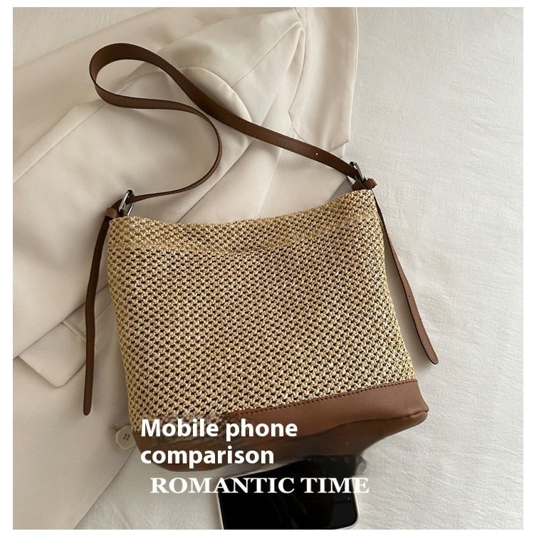 LunWeave Large Woven Straw Tote Bag – Spacious Everyday Shoulder Bag in White, Black, Khaki & Brown - Lunweave