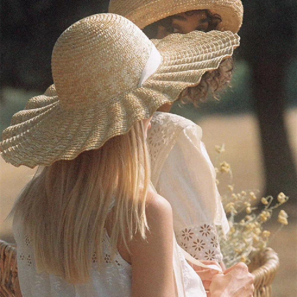 Idyllic Wide Brim Semitic Straw Hat – Adjustable Sun Hat for Women & Men