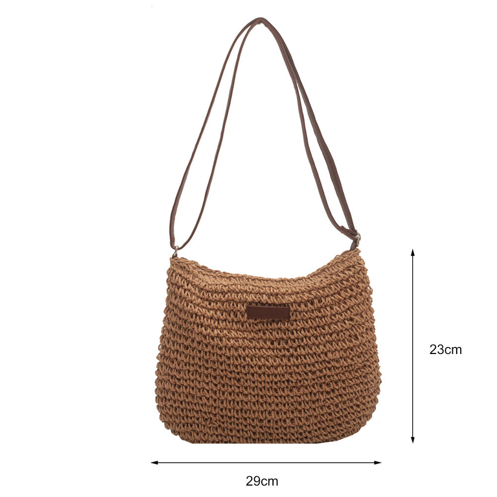 Stylish Vacation Straw Tote Bag – Woven Beach Purse, Zipper Closure, Summer Handbag