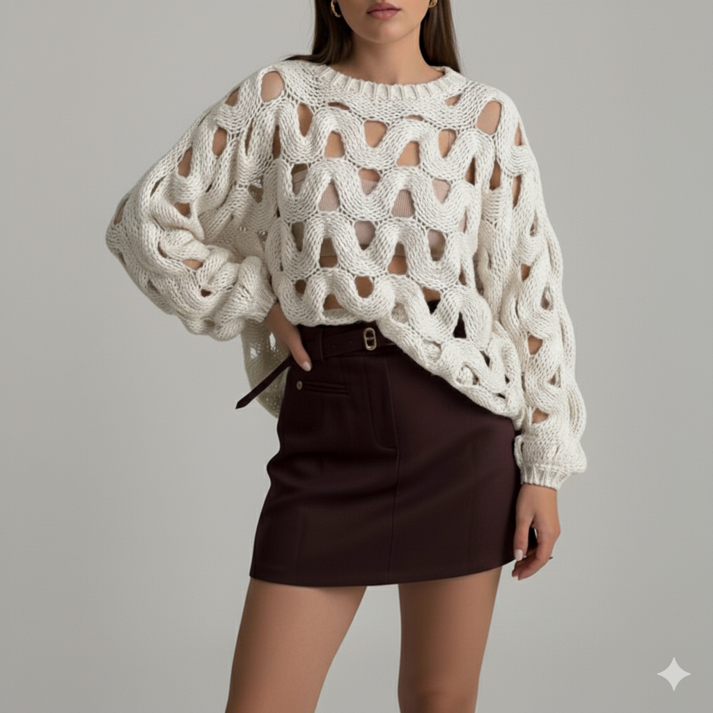 Luxury Crochet Knit Sweater – Ultra Soft Comfort