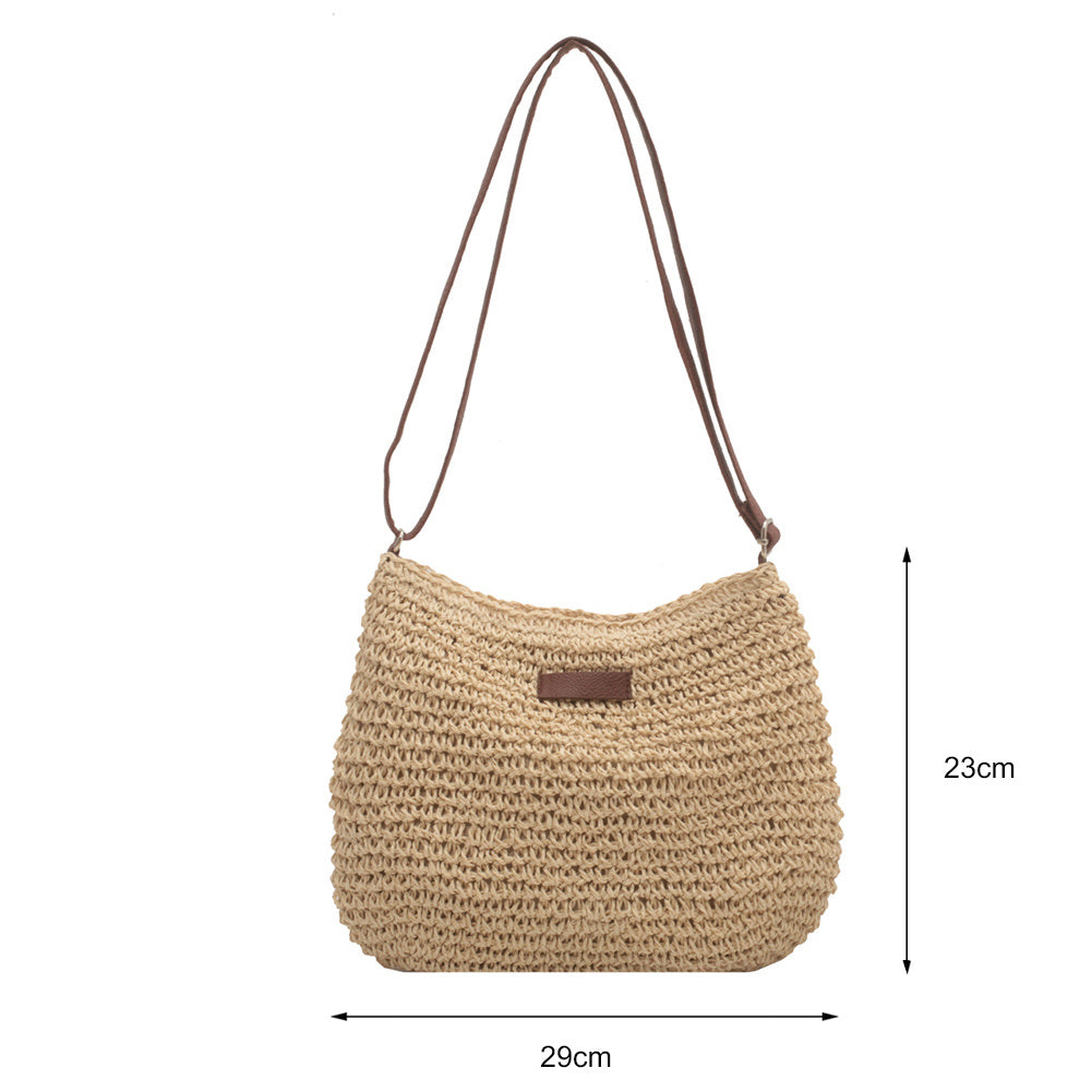 Stylish Vacation Straw Tote Bag – Woven Beach Purse, Zipper Closure, Summer Handbag