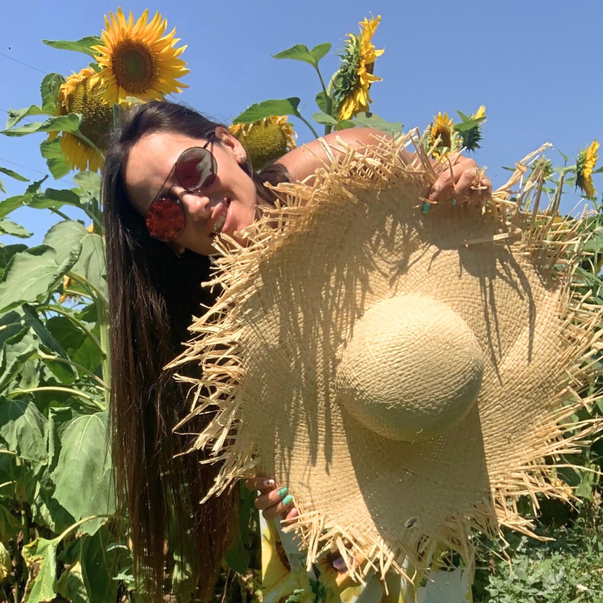 Handmade Wide Brim Straw Hat - Natural Raffia Sun Cap for Women - Oversized Beach Hat for Summer Vacations